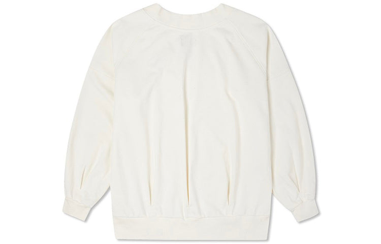 (WMNS) Converse Solid Color Loose Knit V Neck White Hoodie 10022959-A02