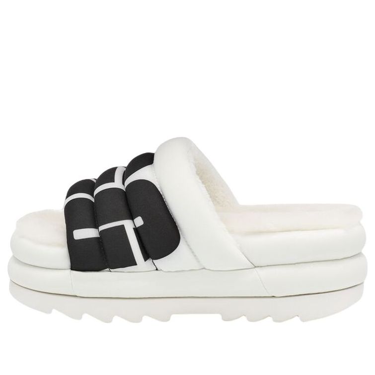 (WMNS) UGG Maxi Slide Logo 'White' 1127067-WHT