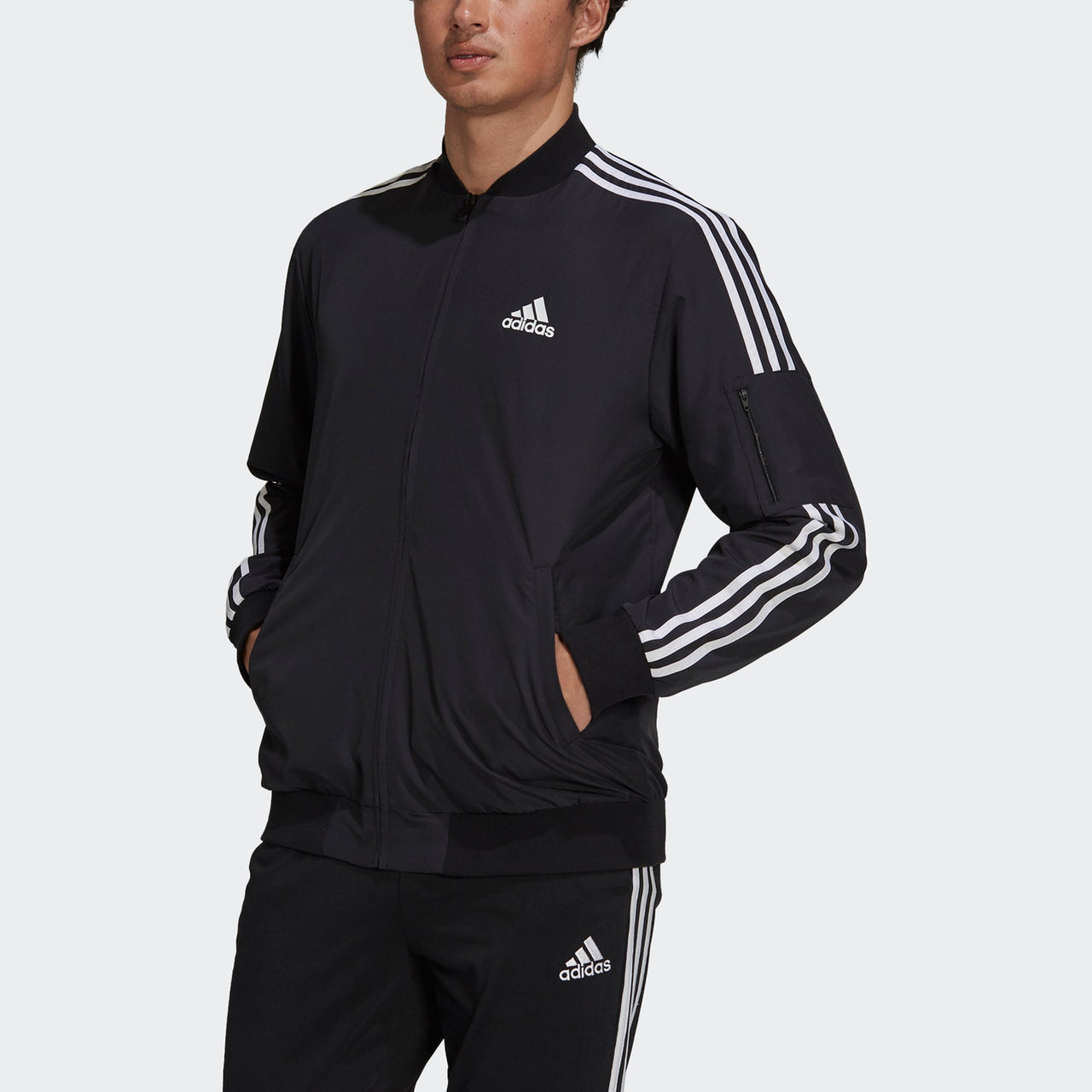 adidas M 3s Bomber Jkt Contrasting Colors Stripe Sports Logo Casual Jacket Black GV5254