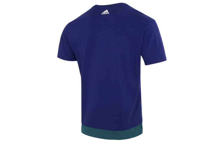 adidas Alphabet Logo Word Casual Sports Short Sleeve Blue HE9922