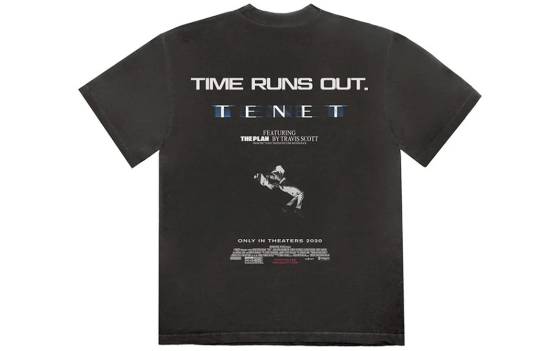Men's Travis Scott Cactus Jack Tenet T-Shirt Round Neck Short Sleeve Black TS-TETBK