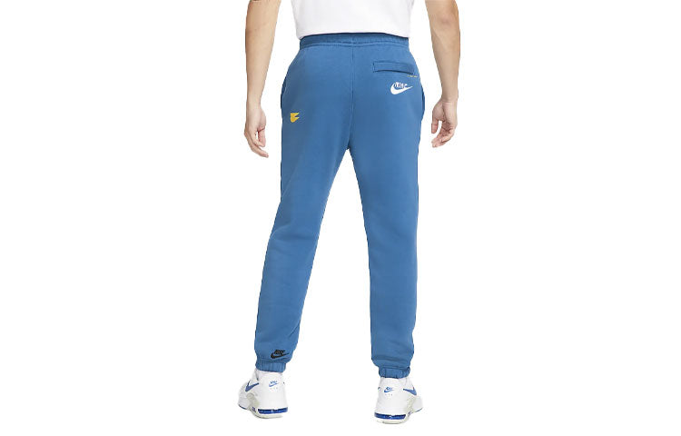 Men's Nike Alphabet Logo Printing Drawstring Lacing Bundle Feet Sports Pants/Trousers/Joggers Blue DM6872-407