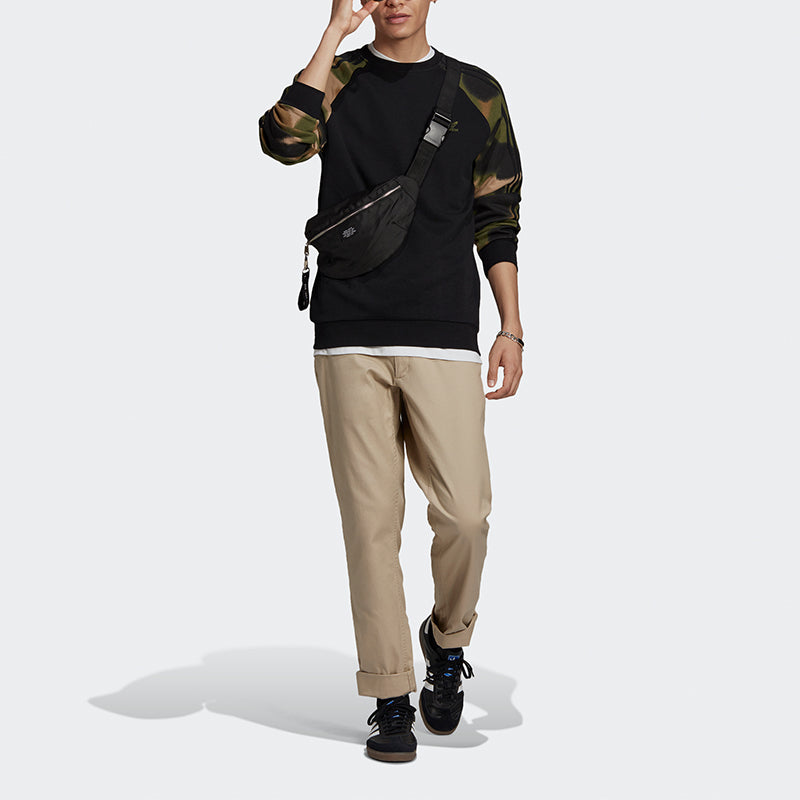 adidas originals Camo Stripes Crew Casual Sports Sweater Men's Black GN1858