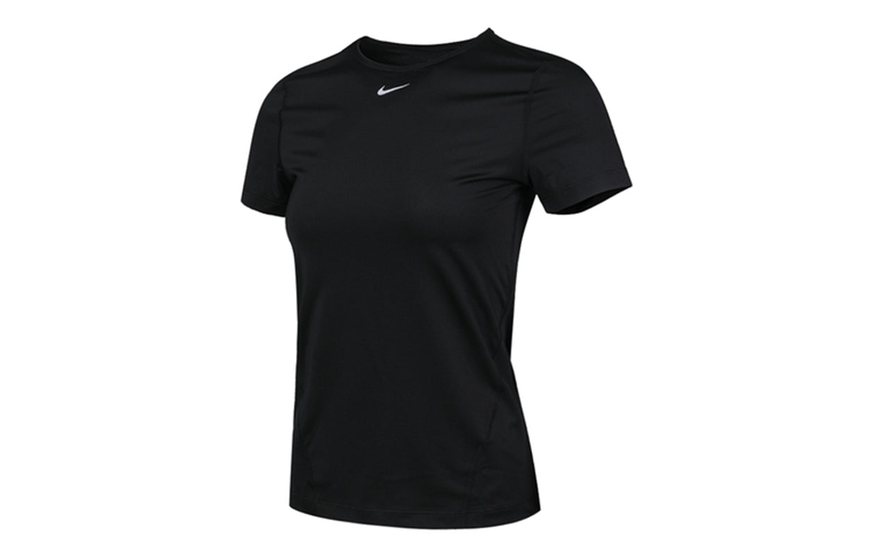 (WMNS) Nike Pro Mesh Dri-FIT Slim Fit Breathable Quick Dry Training Short Sleeve Black T-Shirt AO9952-010