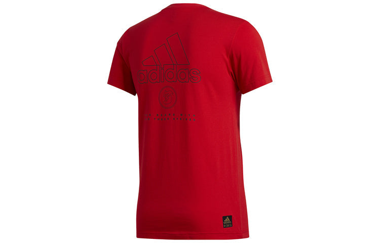 adidas Alphabet Logo Printing Short Sleeve Red FU6220