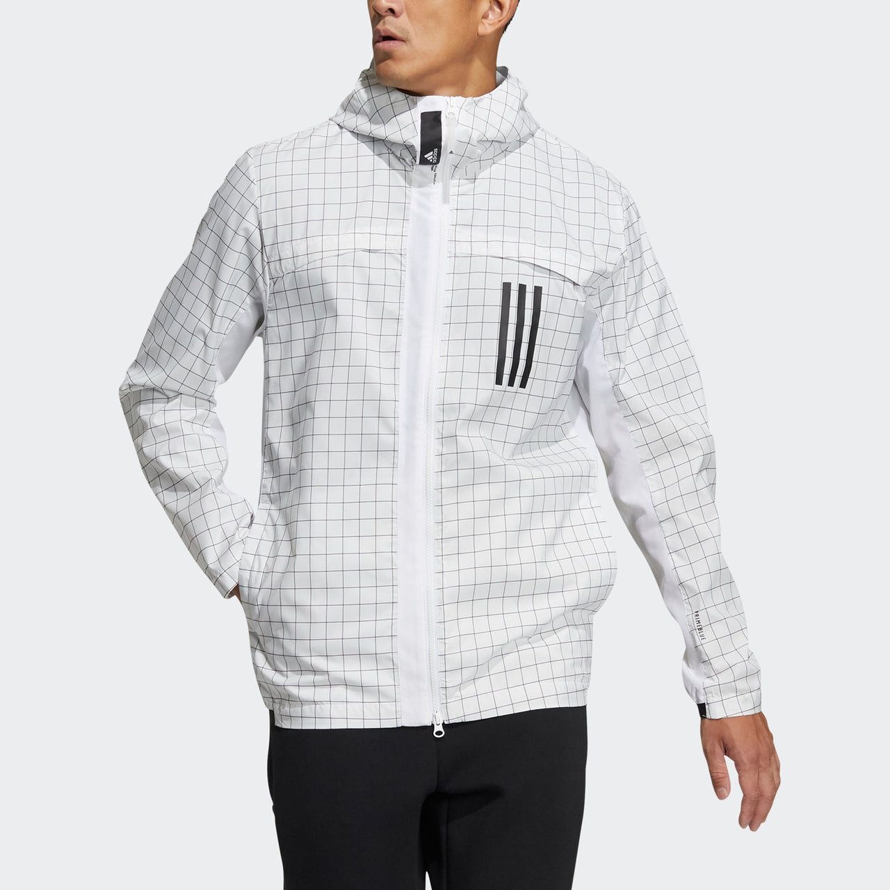 adidas WND Sports Plaid Windproof Hooded Jacket White GL8686
