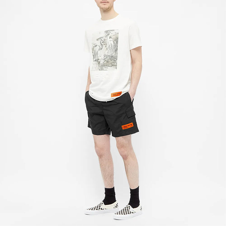Men's HERON PRESTON SS20 Black White Printing Logo Short Sleeve White HMAA011S209140220188