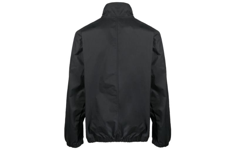 Men's Nike Swoosh Solid Color Chest Logo Printing Zipper Stand Collar Jacket Black DM5479-010