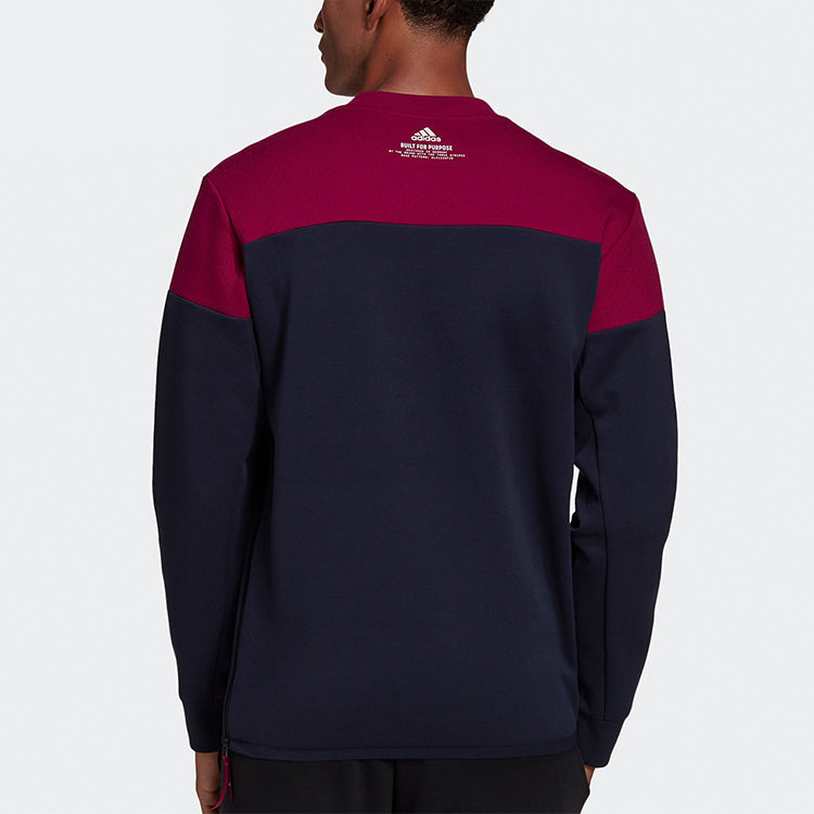 adidas Zne Crew Sweatshirt Splicing Round Neck Pullover Colorblock Sports Blue GM6540