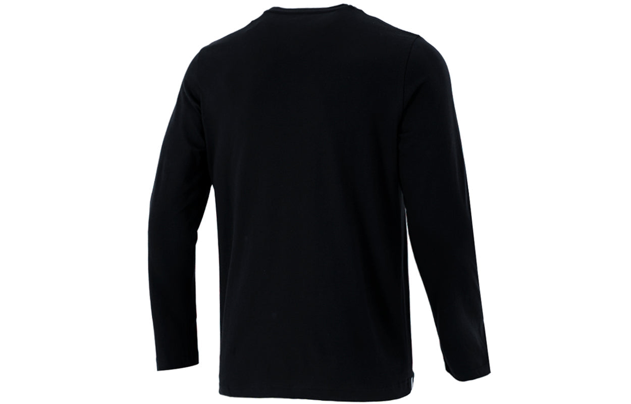 Men's adidas Large Logo Printing Loose Sports Long Sleeves Black T-Shirt GV5274