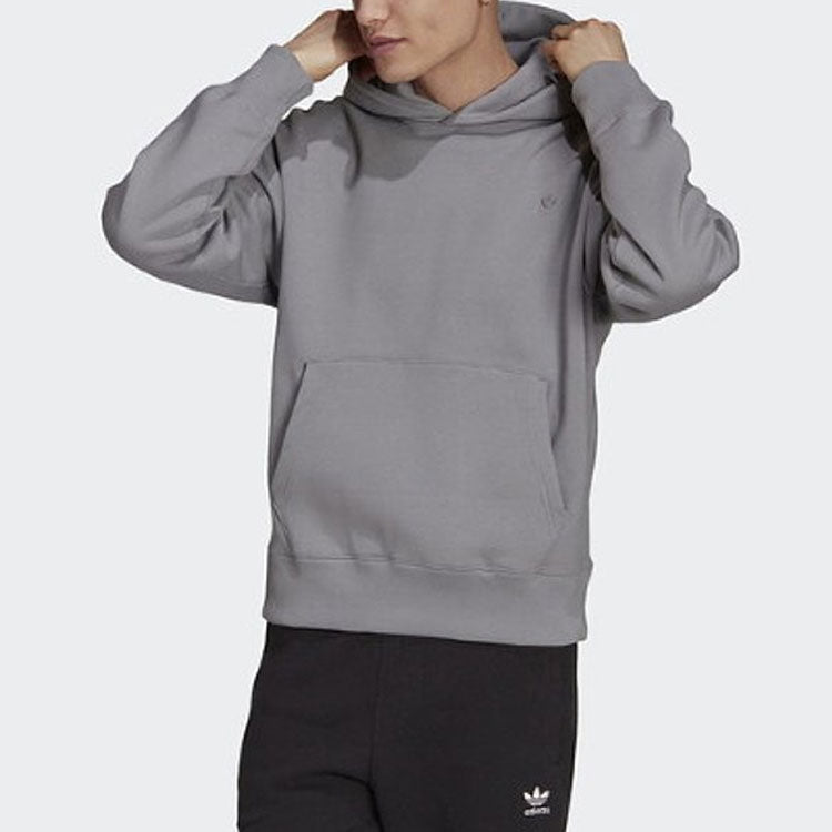 Men's adidas originals C HOODY Solid Color Hooded Long Sleeves Gray H11358