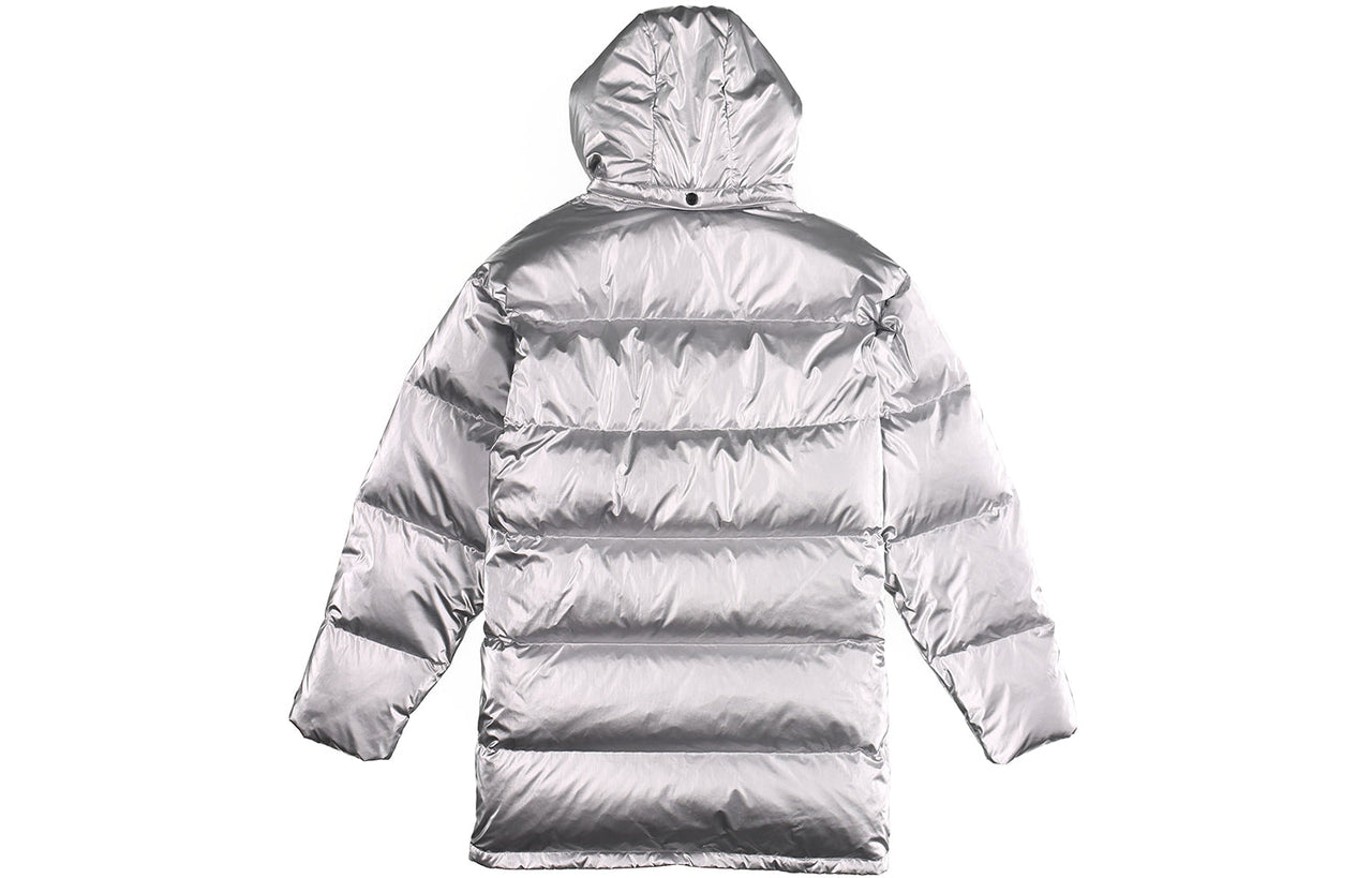 adidas originals Metal Dwn Jkt Stay Warm Diagonal zipper Sports hooded down Jacket Silver GJ6733