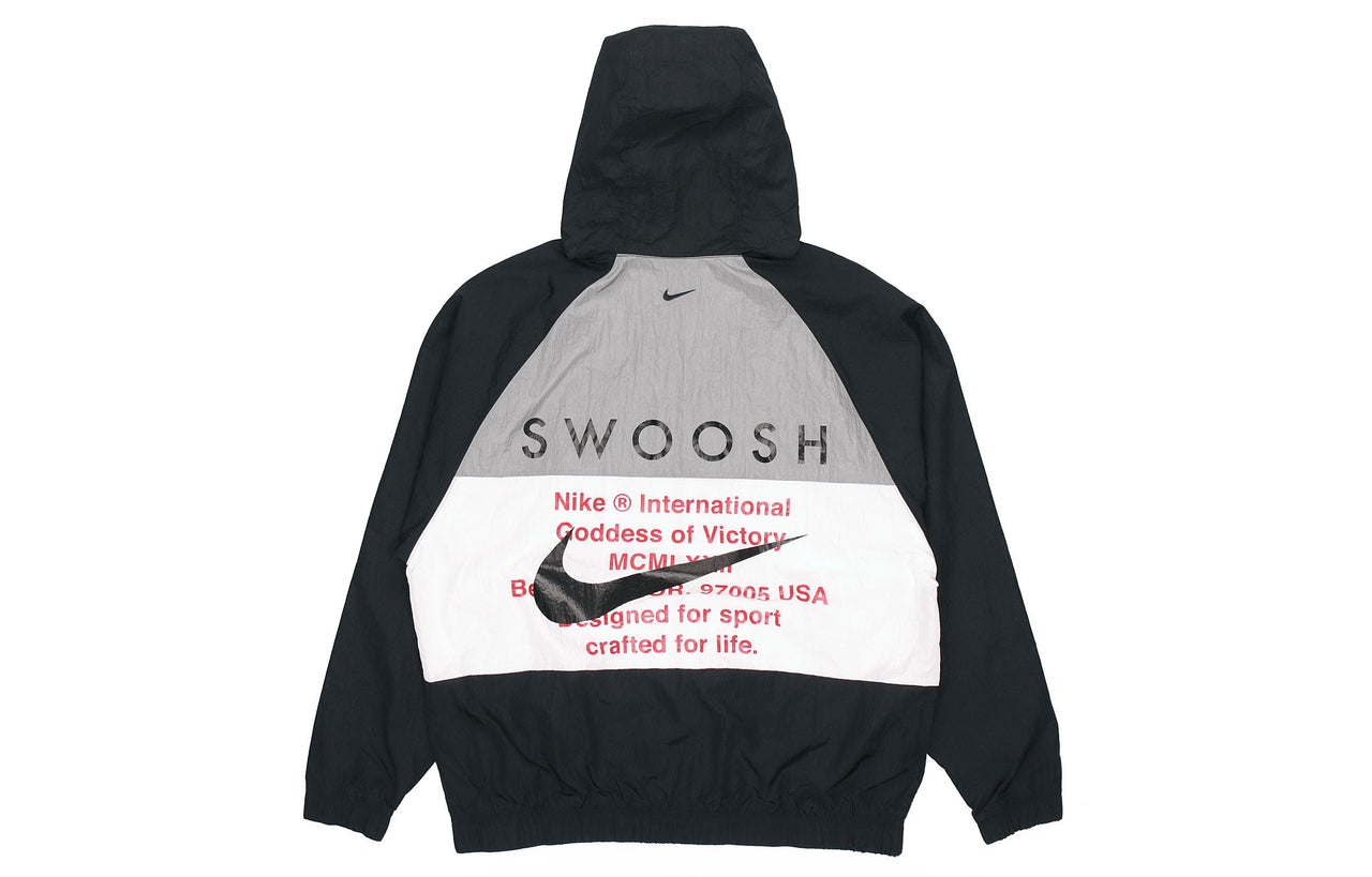 Nike Swoosh Windproof Sports Woven Hooded Jacket Black DJ9647-011