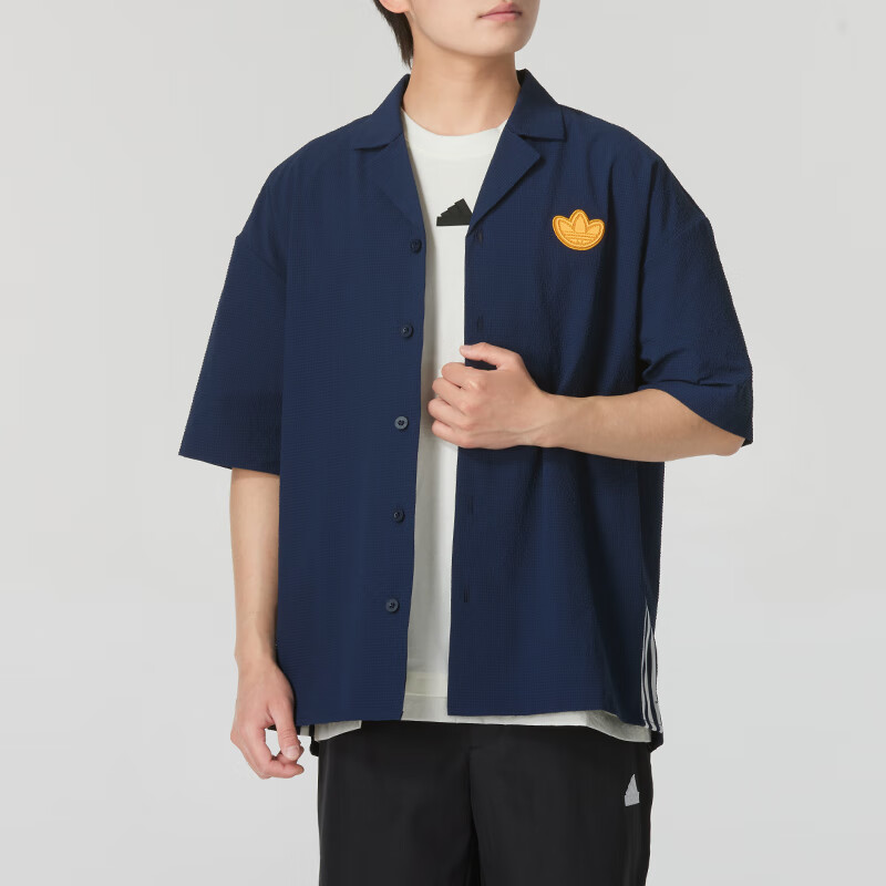 adidas Originals Graphic Shirt Asia Sizing 'Navy Yellow' JI7229