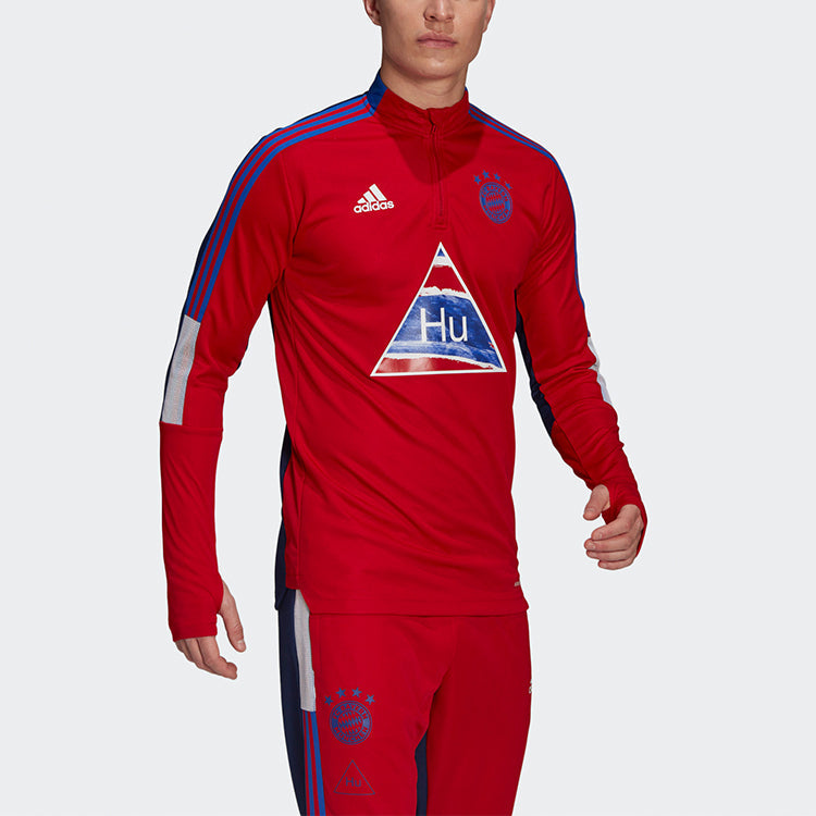 adidas x Crossover Fcb Hu Tr Top Bayern Munich Soccer/Football Half Zipper Sports Stand Collar Red GK7840