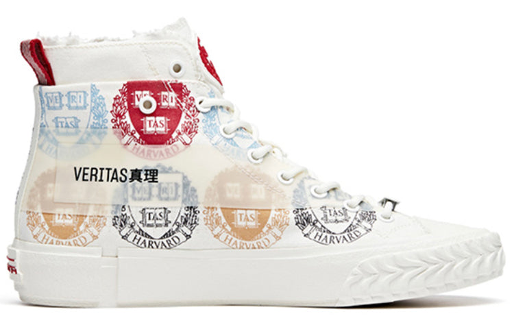 (WMNS) ANTA x Harvard Life Series Sneakers Canvas High 'White Multi-Color' 122028652-8