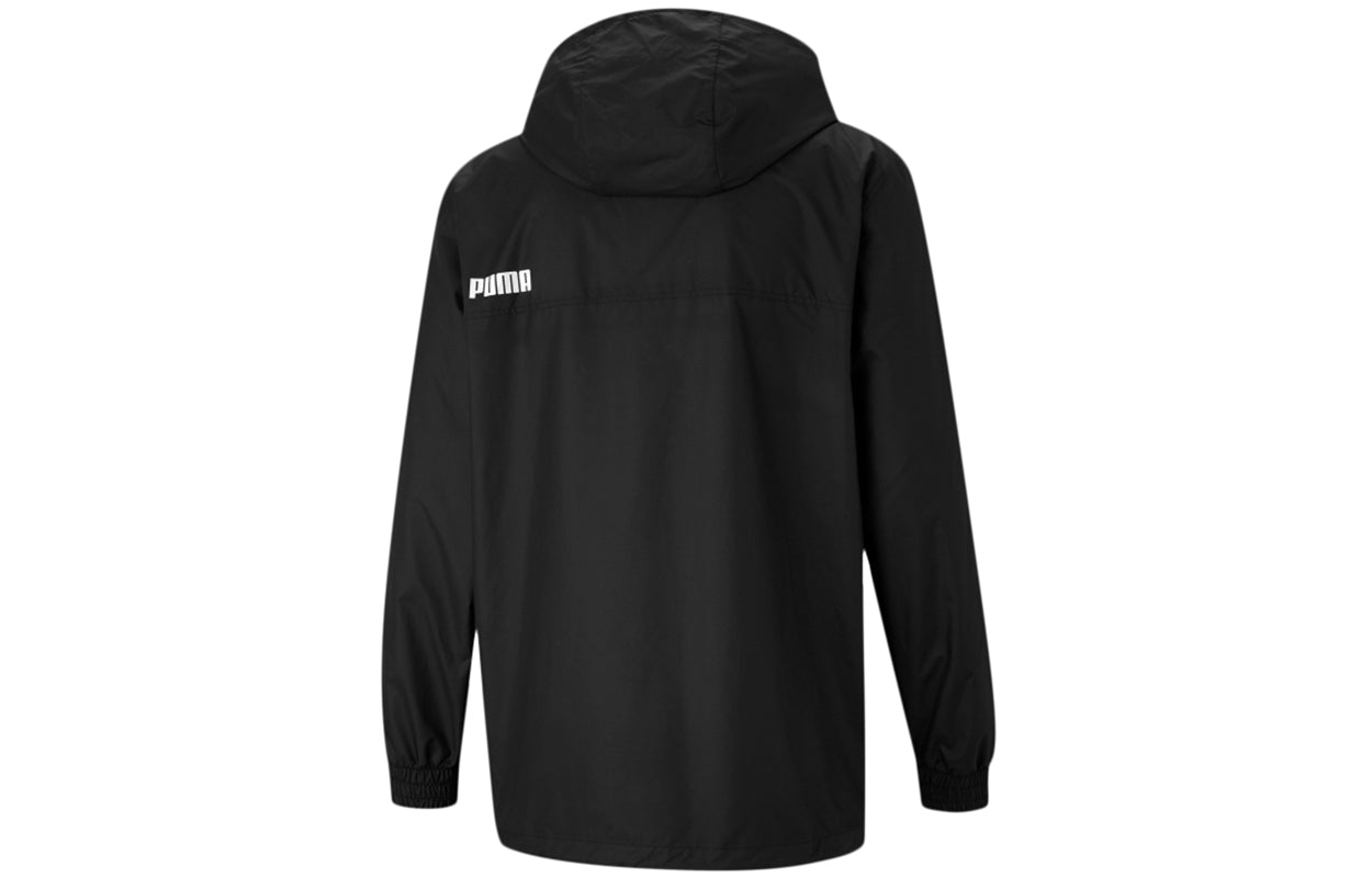 PUMA Half-zip Windbreaker Logo Half Zipper hooded Woven Jacket Black 588789-01