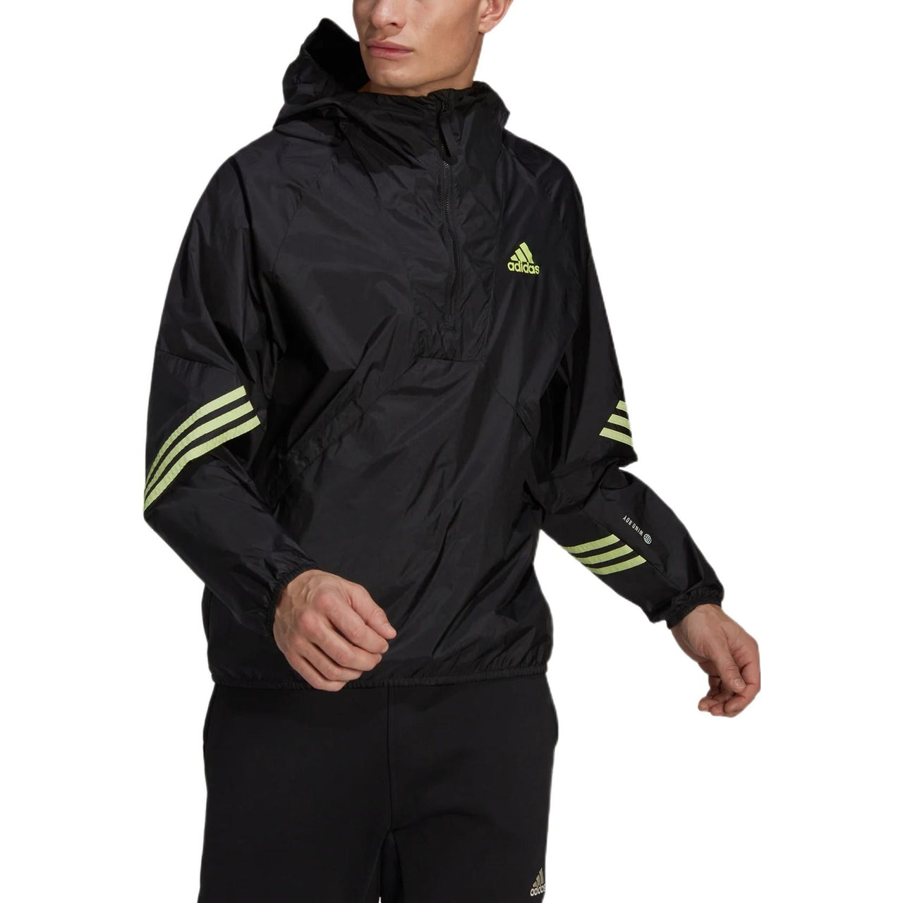 adidas Stripe Logo Sports Training Half Zipper Jacket Black H65744