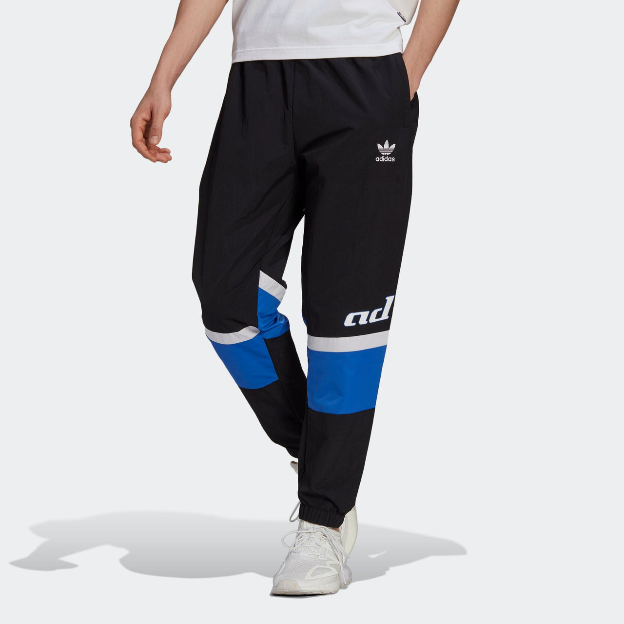 adidas originals MENS TGP Embroidered Logo Printed Ankle-banded Sports Pants Black HA4737