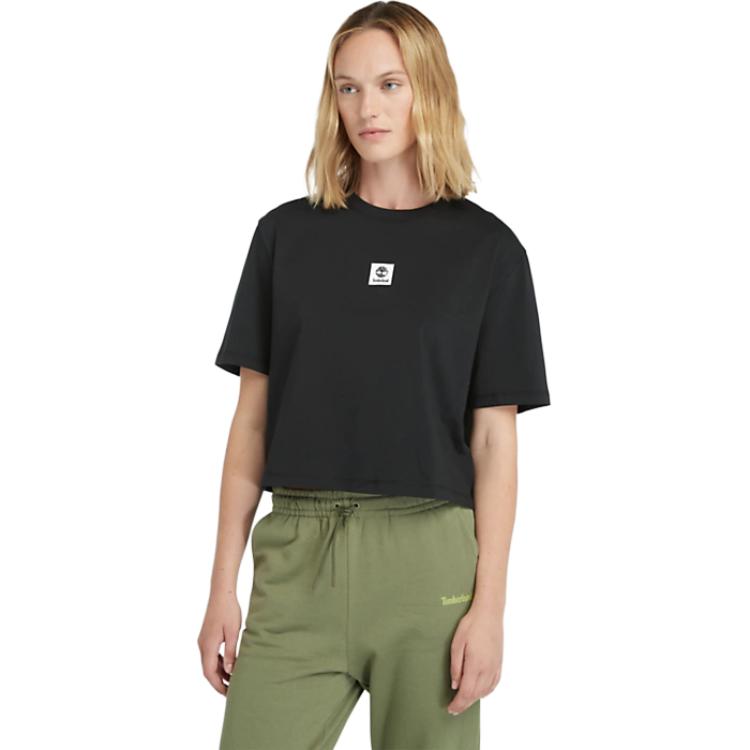 (WMNS) Timberland Logo T-Shirt 'Black' A5RZX-001