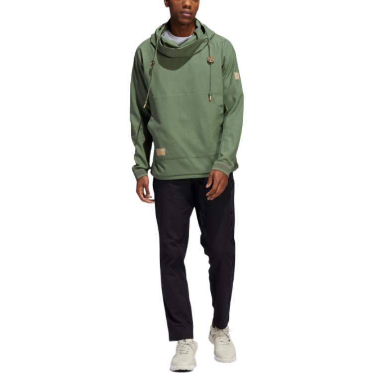 Men's adidas Solid Color Logo Long Sleeves Pullover Green HN0635