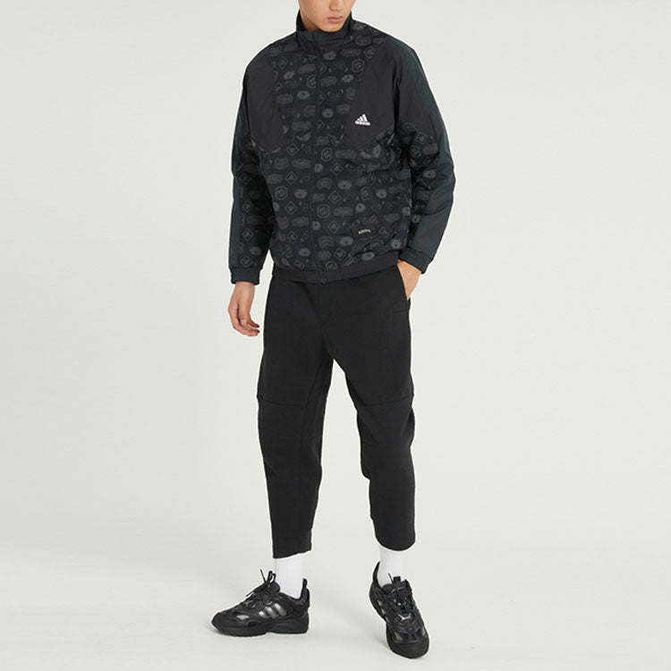 adidas Logo Printing Athleisure Casual Sports Jacket Black HE7474