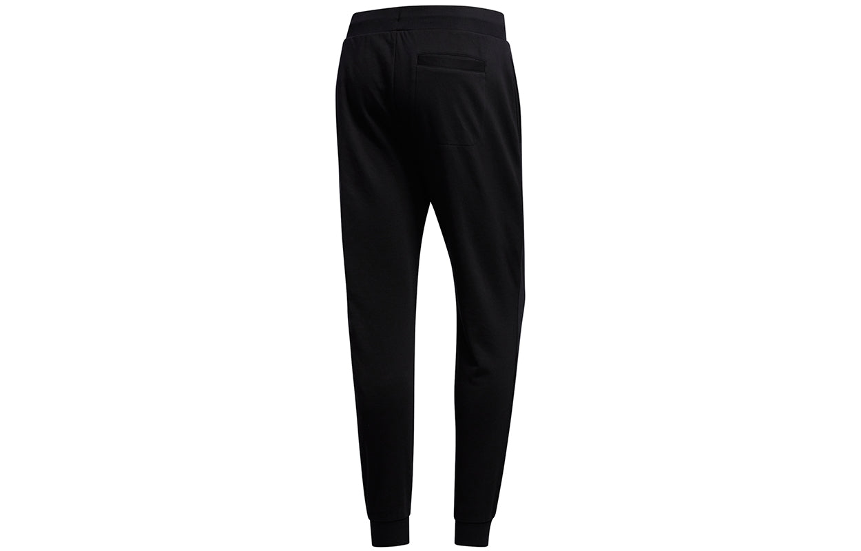Men's adidas neo Esntl Lg Tp 1 Metallic Logo Printing Bundle Feet Sports Pants/Trousers/Joggers Black FP7446