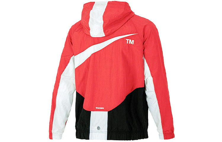 Nike Sportswear Swoosh Contrasting Colors Large Logo hooded Woven Jacket Red DD5968-657
