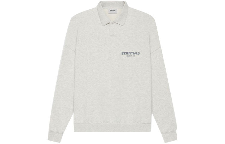 Fear of God Essentials SS21 Long Sleeve French Terry Polo Shirt 'Light Heather Oatmeal' FOG-SS21-600