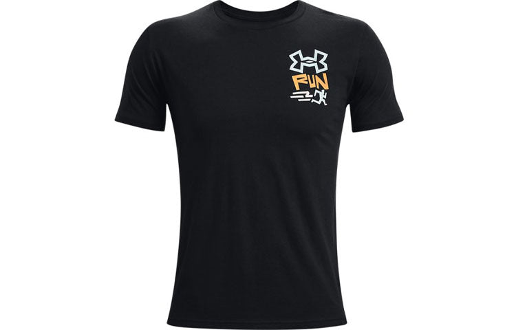 Men's Under Armour Printing Athleisure Casual Sports Round Neck Short Sleeve Black 1363538-001