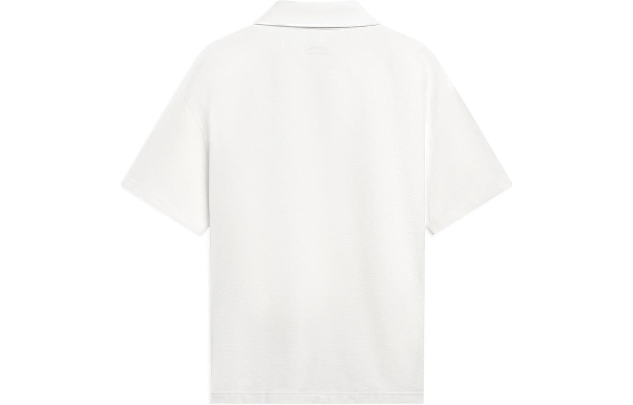 Li-Ning Graphic Half Zip Polo Shirt 'White' AHST629-1