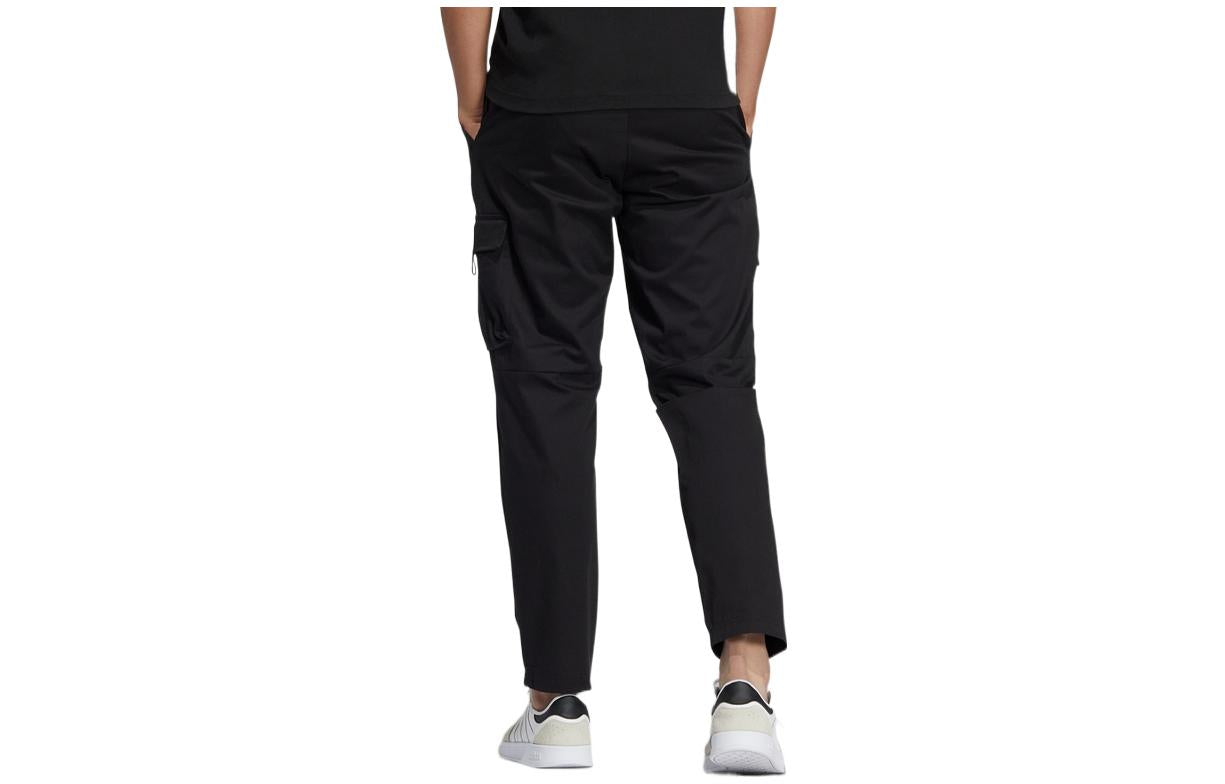 Men's adidas neo Casual Pocket Solid Color Stripe Sports Pants/Trousers/Joggers Black HC9671
