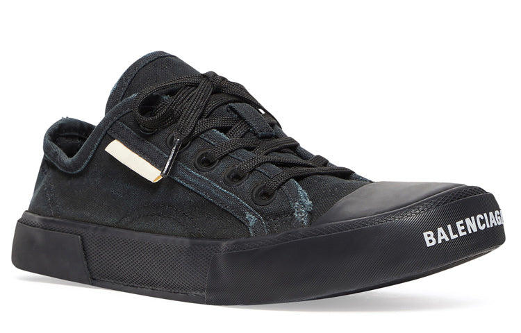 Balenciaga Paris Low Top Sneakers 'Black Destroyed Cotton and Black Rubber' 688754W3RP21010