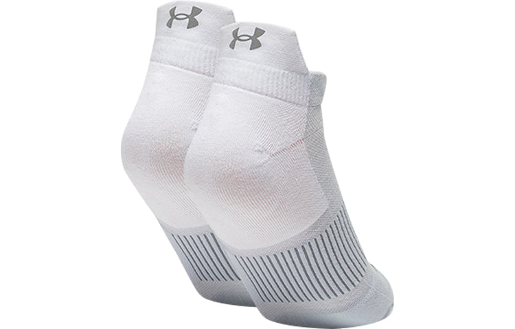 Under Armour ArmourDry Run No Show Socks 'White Grey' 1361164-100