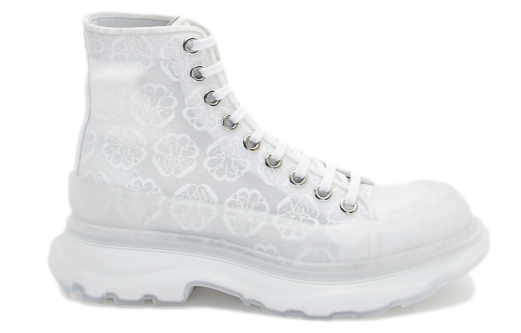 (WMNS) Alexander McQueen Tread Slick Lace Up High Boots 'White Transparent' 658086W4Q329337