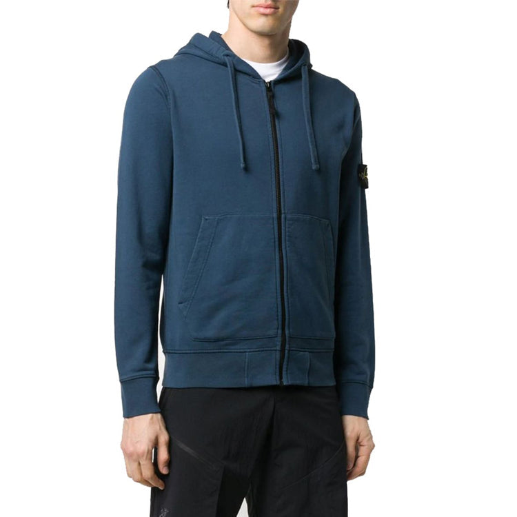 STONE ISLAND Garment Dyed Zip Hoody Jacket 'Dark Blue' 721564251-V0020