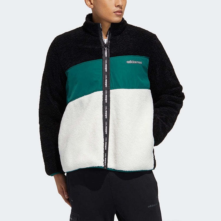 Men's adidas neo BRLV JKT Sports Zipper Jacket Black Jade White GU0840