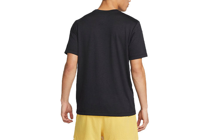 Men's Nike Dri-FIT Alphabet Pattern Printing Quick Dry Trail Running Sports Short Sleeve Black T-Shirt DM5424-010