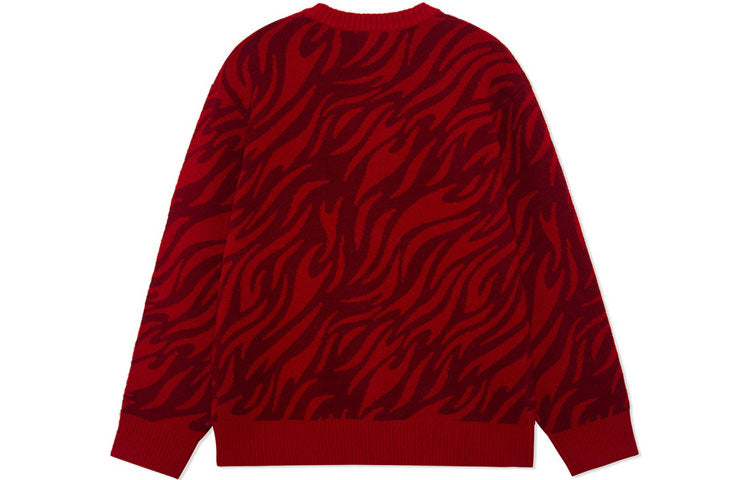 Li-Ning Rijindoujin Tiger Print Logo Crew Neck Sweater 'Red' AMBS031-3