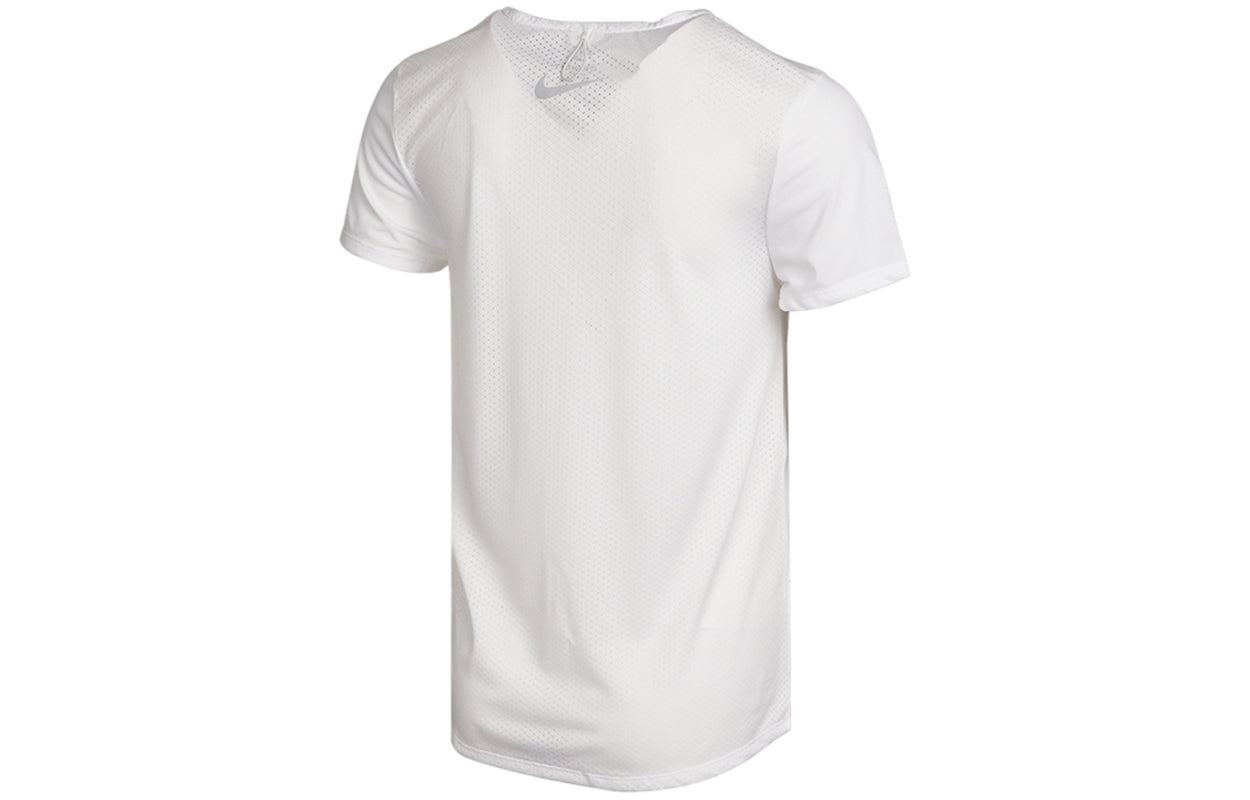 (WMNS) Nike Dri-FIT Reflective Logo Printing Quick Dry Breathable Sports Short Sleeve White T-Shirt DA1247-100