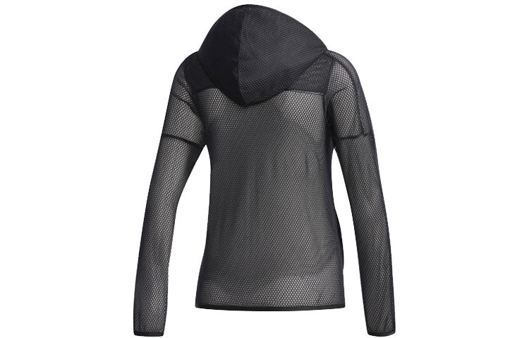 (WMNS) adidas Sports Hollow Out Mesh hooded Jacket Black CV5489