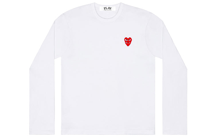 COMME des GARCONS PLAY L/S Basic T-Shirt Red Family Heart 'White' AZ-T292-051-2