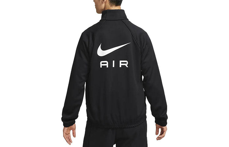 Men's Nike Contrasting Colors Large Logo Zipper Stand Collar Casual Sports Jacket Black DQ4222-010