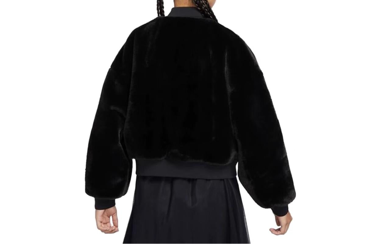 (WMNS) Nike Sportswear Reversible Faux Fur Bomber Jacket 'Black' FB8693-010