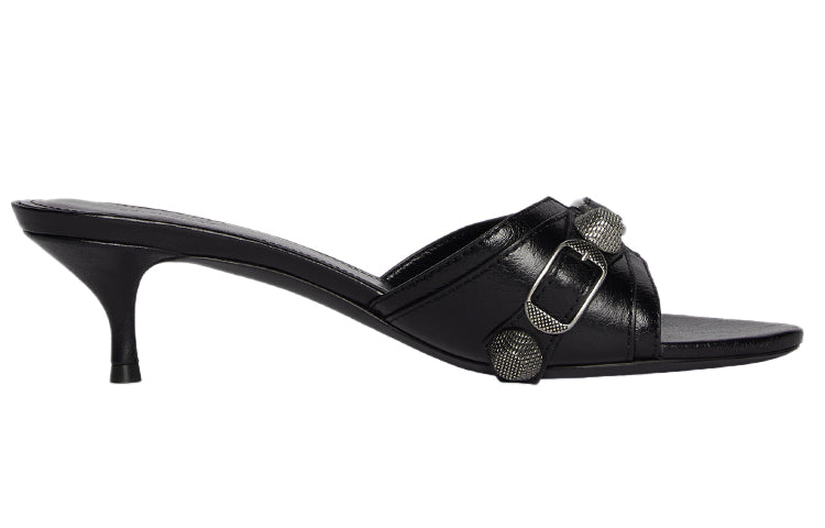 (WMNS) Balenciaga Cagole 50mm Sandals 'Black Arena Lambskin' 694350WAD4E1081