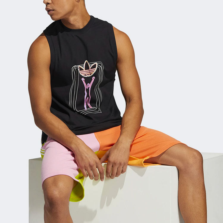 adidas originals Ptide Series Love Unites Tan Fluorescence Printing Sports Vest Couple Style Black H43967