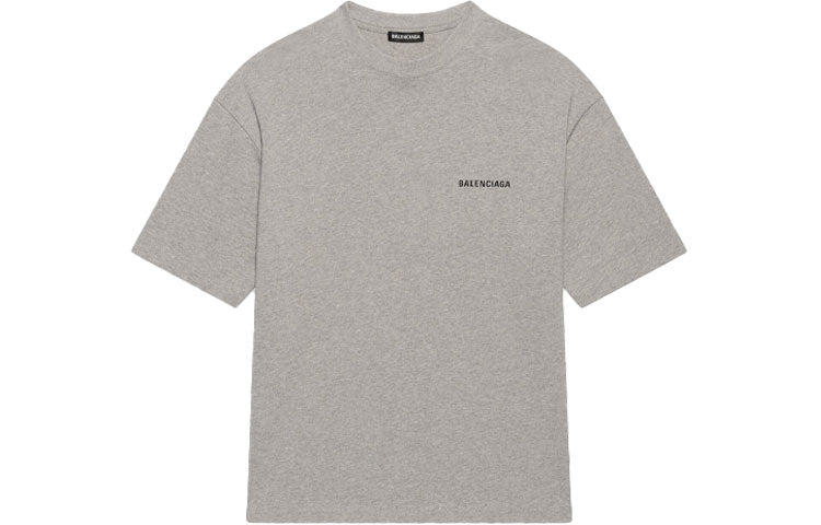 Men's Balenciaga FW21 Logo Printing Retro Short Sleeve Gray 612966TIVG51167
