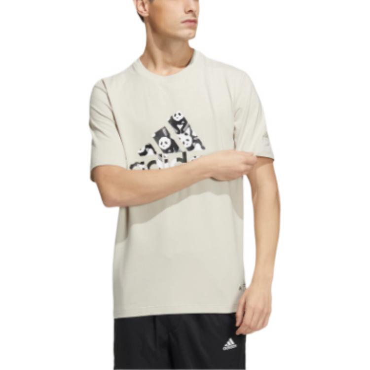 adidas Solid Color Logo Athleisure Casual Sports Short Sleeve Unisex Bauxite Brown HS4395