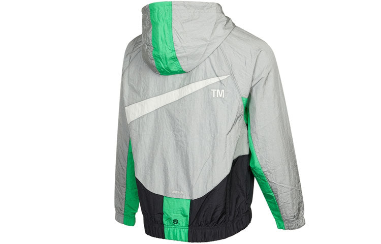Nike Sportswear Swoosh Contrasting Colors Large Logo hooded Woven Jacket Gray DD5968-077