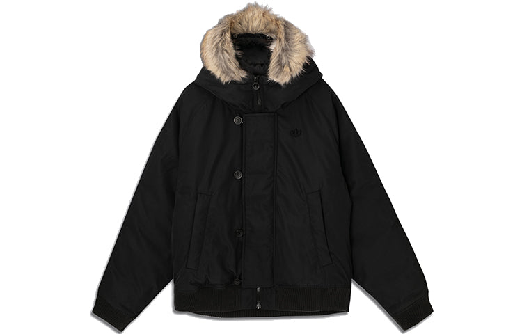 adidas originals Down Fur Bomber Back Logo Print Down Jacket Men Black GE1306
